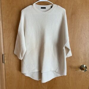 ATM Anthony Thomas Melillo Beige knitted 3/4 sleeve boat neck sweater‎ shirt XS